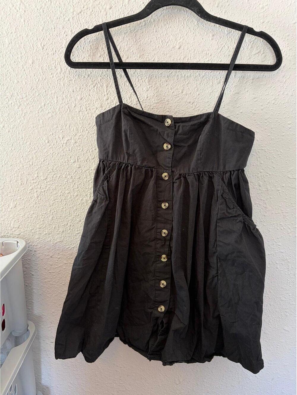 BDG Theo Babydoll Button Front Black Dress size S